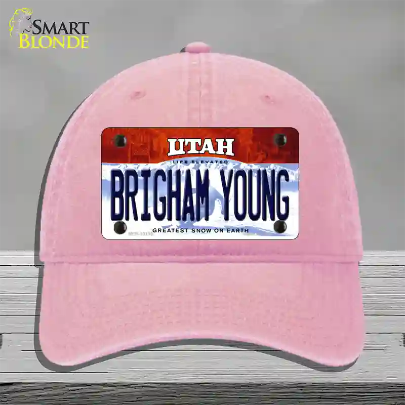 Brigham Young Utah Novelty License Plate Hat Unconstructed Cotton / Pink