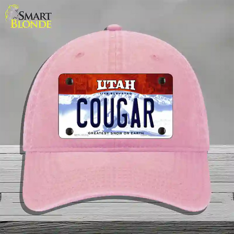 Cougar Utah Novelty License Plate Hat Unconstructed Cotton / Pink