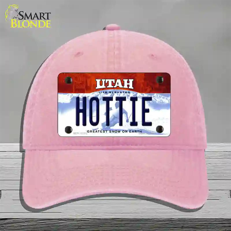 Hottie Utah Novelty License Plate Hat Unconstructed Cotton / Pink