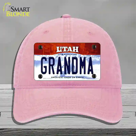 Grandma Utah Novelty License Plate Hat Unconstructed Cotton / Pink