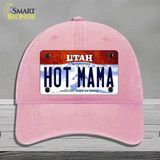 Hot Mama Utah Novelty License Plate Hat Unconstructed Cotton / Pink