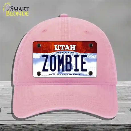 Zombie Utah Novelty License Plate Hat Unconstructed Cotton / Pink