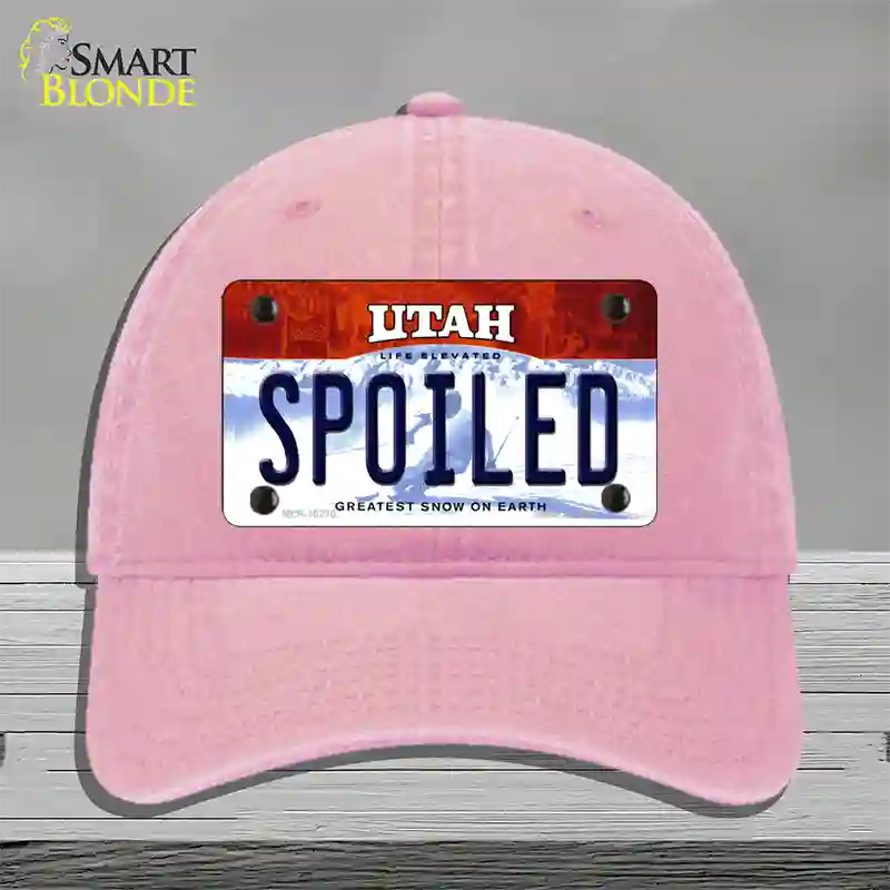 Spoiled Utah Novelty License Plate Hat Unconstructed Cotton / Pink