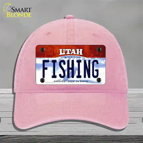 Fishing Utah Novelty License Plate Hat Unconstructed Cotton / Pink