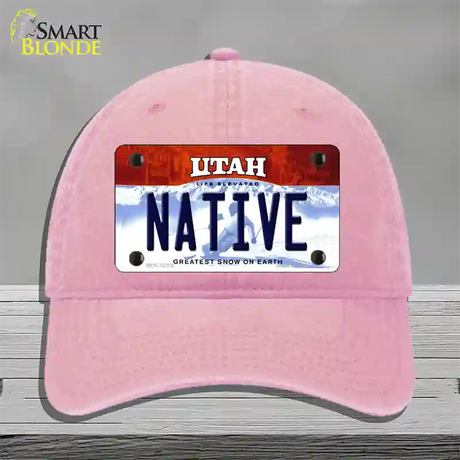 Native Utah Novelty License Plate Hat Unconstructed Cotton / Pink