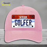 Golfer Utah Novelty License Plate Hat Unconstructed Cotton / Pink