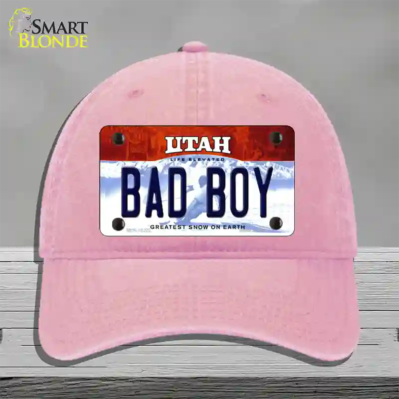 Bad Boy Utah Novelty License Plate Hat Unconstructed Cotton / Pink