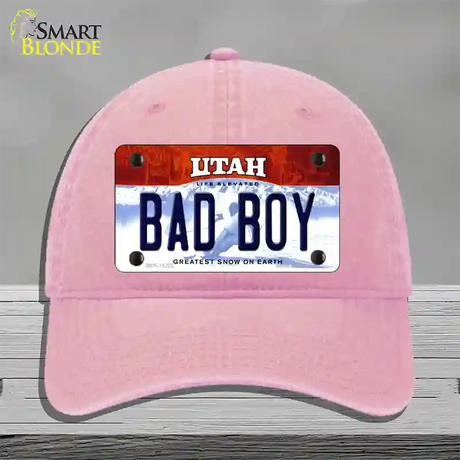 Bad Boy Utah Novelty License Plate Hat Unconstructed Cotton / Pink