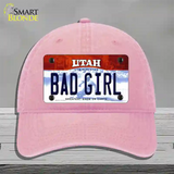 Bad Girl Utah Novelty License Plate Hat Unconstructed Cotton / Pink