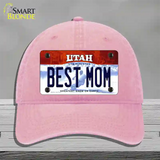 Best Mom Utah Novelty License Plate Hat Unconstructed Cotton / Pink