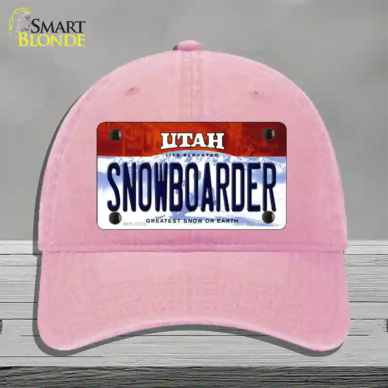 Snowboarder Utah Novelty License Plate Hat Unconstructed Cotton / Pink