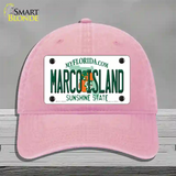 Marco Island Florida Novelty License Plate Hat Unconstructed Cotton / Pink