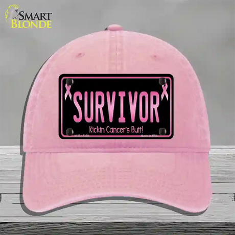 Survivor Novelty License Plate Hat Unconstructed Cotton / Pink