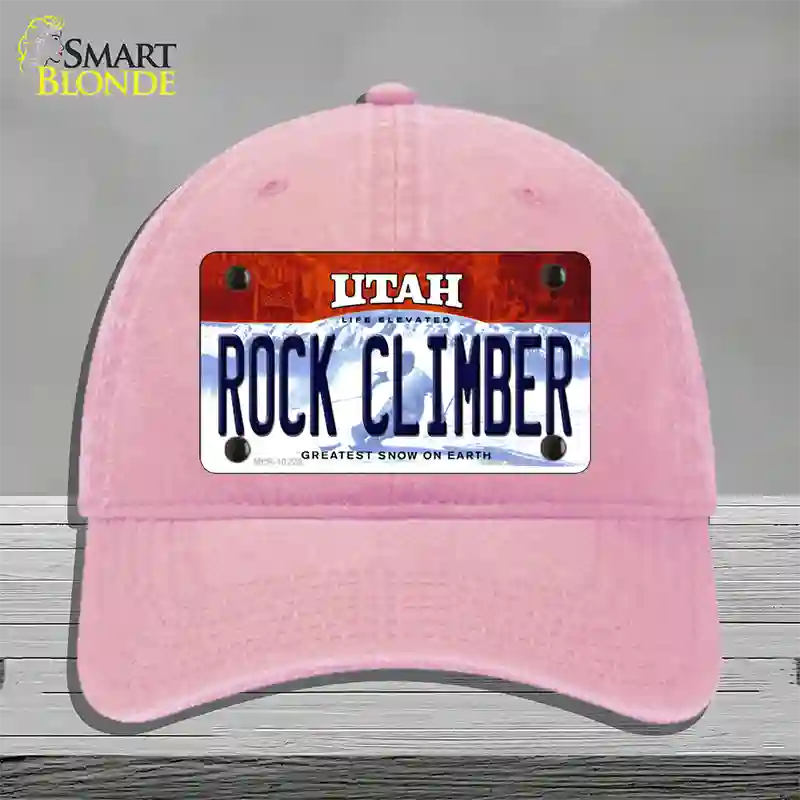 Rock Climber Utah Novelty License Plate Hat Unconstructed Cotton / Pink