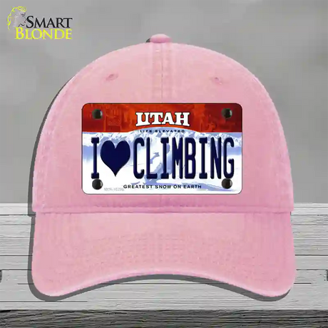 I Love Climbing Utah Novelty License Plate Hat Unconstructed Cotton / Pink