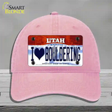 I Love Bouldering Utah Novelty License Plate Hat Unconstructed Cotton / Pink