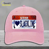 I Love Slackline Utah Novelty License Plate Hat Unconstructed Cotton / Pink