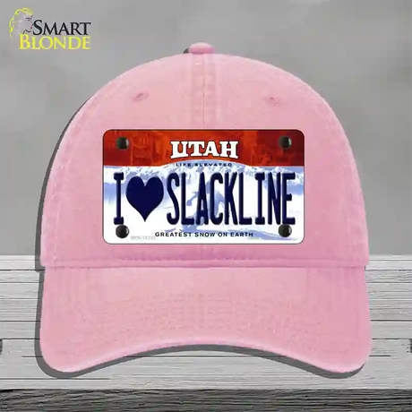 I Love Slackline Utah Novelty License Plate Hat Unconstructed Cotton / Pink