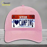 I Love Camping Utah Novelty License Plate Hat Unconstructed Cotton / Pink