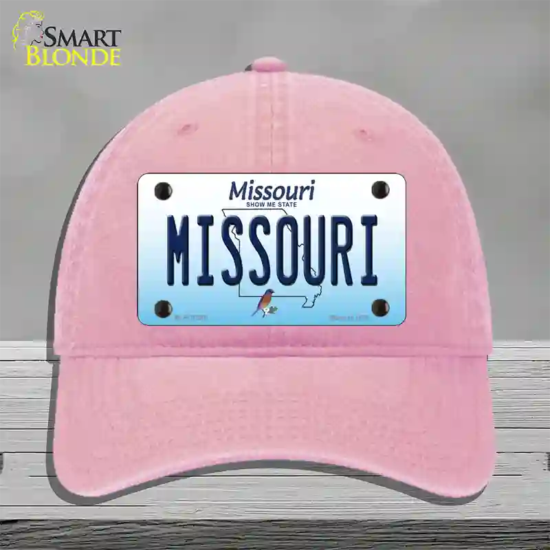 Missouri Show Me State Novelty License Plate Hat Unconstructed Cotton / Pink