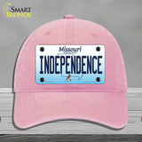 Independence Missouri Novelty License Plate Hat Unconstructed Cotton / Pink