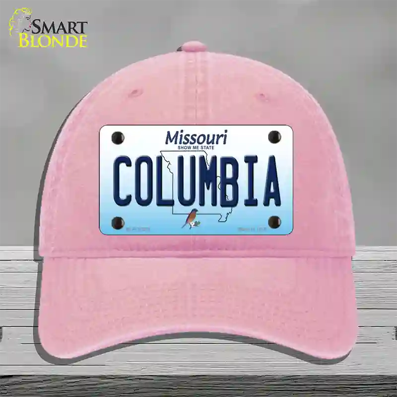 Columbia Missouri Novelty License Plate Hat Unconstructed Cotton / Pink