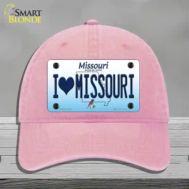 I Love Missouri Novelty License Plate Hat Unconstructed Cotton / Pink