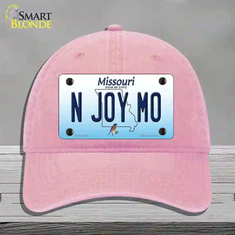 N Joy MO Missouri Novelty License Plate Hat Unconstructed Cotton / Pink