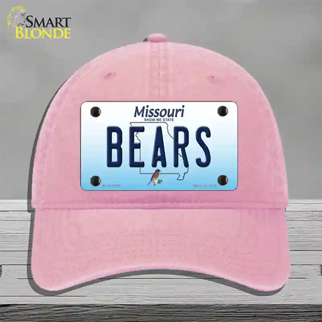 Bears Missouri Novelty License Plate Hat Unconstructed Cotton / Pink