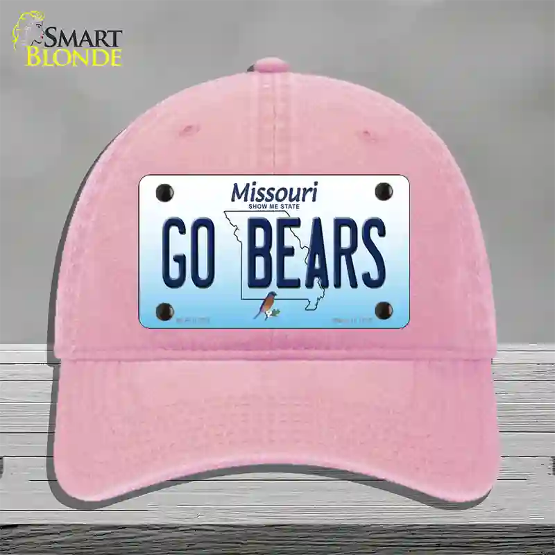 Go Bears Missouri Novelty License Plate Hat Unconstructed Cotton / Pink