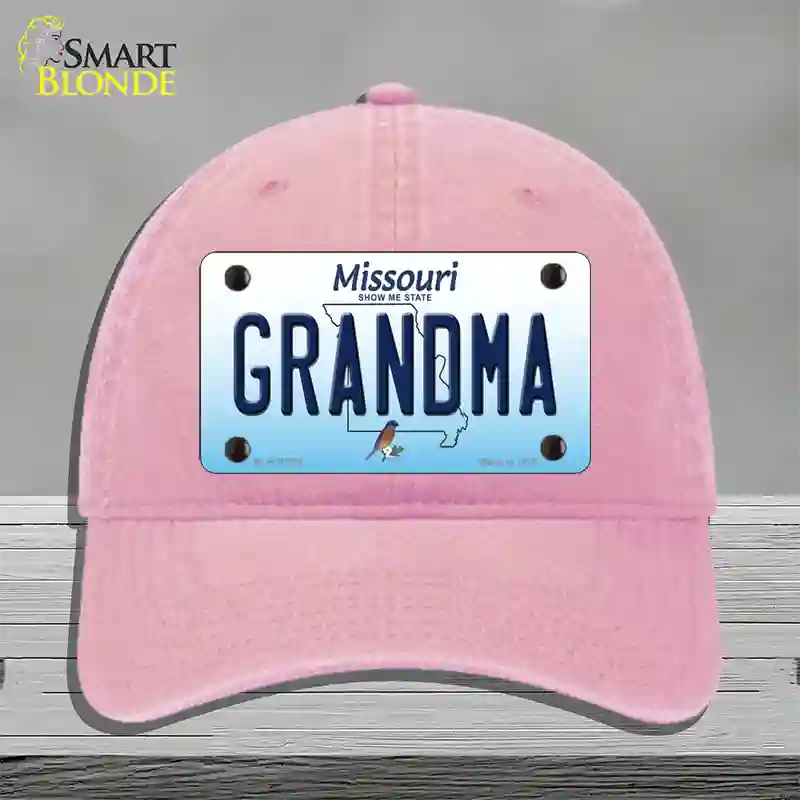 Grandma Missouri Novelty License Plate Hat Unconstructed Cotton / Pink