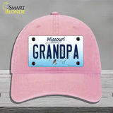 Grandpa Missouri Novelty License Plate Hat Unconstructed Cotton / Pink