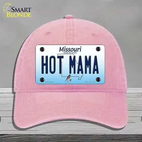 Hot Mama Missouri Novelty License Plate Hat Unconstructed Cotton / Pink