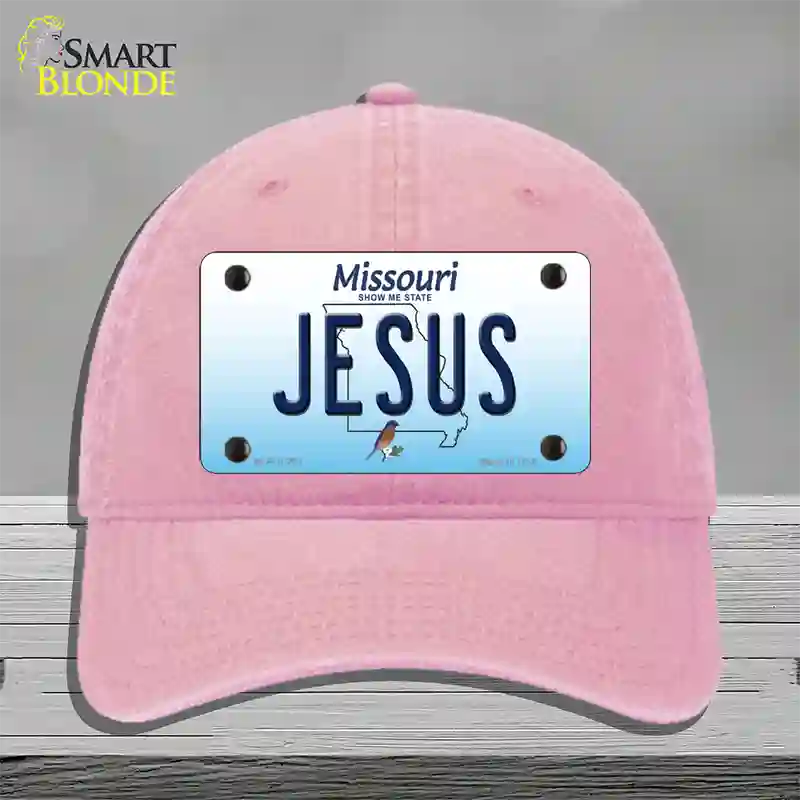 Jesus Missouri Novelty License Plate Hat Unconstructed Cotton / Pink