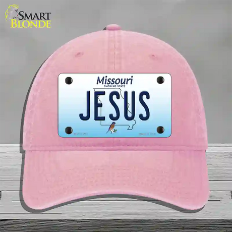 Jesus Missouri Novelty License Plate Hat Unconstructed Cotton / Pink