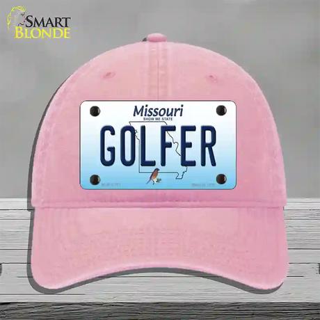 Golfer Missouri Novelty License Plate Hat Unconstructed Cotton / Pink