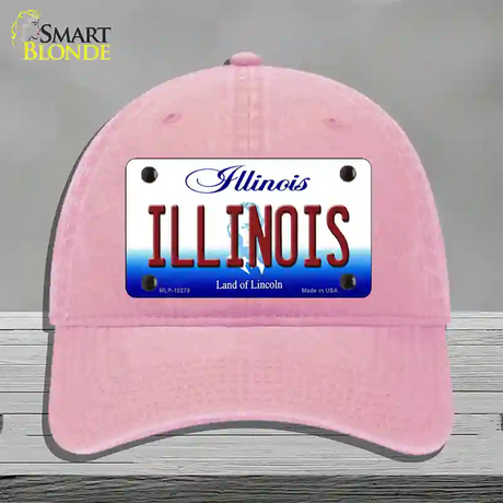 Illinois Land of Lincoln Novelty License Plate Hat Unconstructed Cotton / Pink