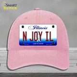 N Joy IL Illinois Novelty License Plate Hat Unconstructed Cotton / Pink