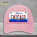 Chicago Illinois Novelty License Plate Hat Unconstructed Cotton / Pink