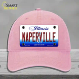 Naperville Illinois Novelty License Plate Hat Unconstructed Cotton / Pink