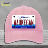 Waukegan Illinois Novelty License Plate Hat Unconstructed Cotton / Pink