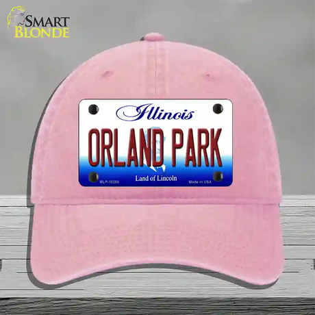 Orland Park Illinois Novelty License Plate Hat Unconstructed Cotton / Pink