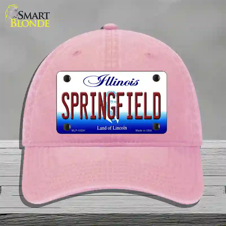 Springfield Illinois Novelty License Plate Hat Unconstructed Cotton / Pink