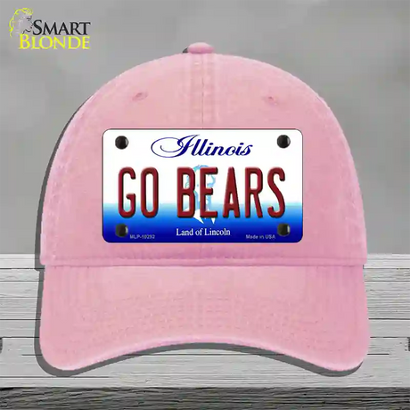 Go Bears Illinois Novelty License Plate Hat Unconstructed Cotton / Pink