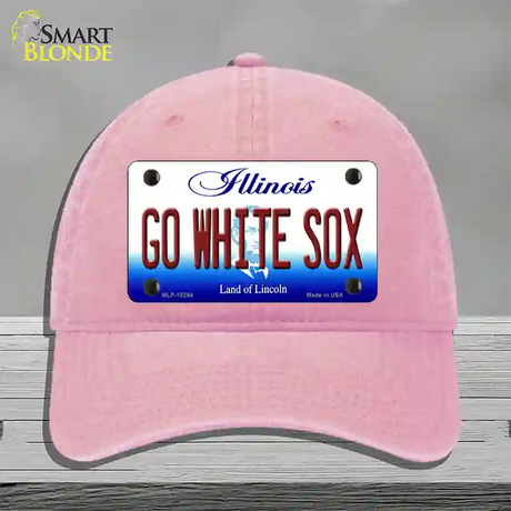 Go White Sox Illinois Novelty License Plate Hat Unconstructed Cotton / Pink