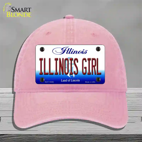 Illinois Girl Illinois Novelty License Plate Hat Unconstructed Cotton / Pink