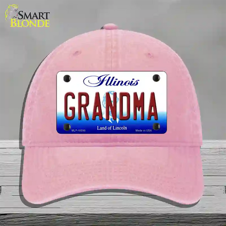 Grandma Illinois Novelty License Plate Hat Unconstructed Cotton / Pink