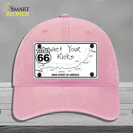 US Route 66 Map Novelty License Plate Hat Unconstructed Cotton / Pink