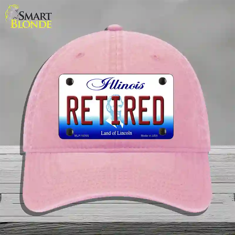 Retired Illinois Novelty License Plate Hat Unconstructed Cotton / Pink