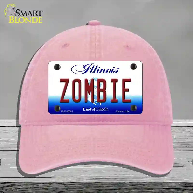 Zombie Illinois Novelty License Plate Hat Unconstructed Cotton / Pink